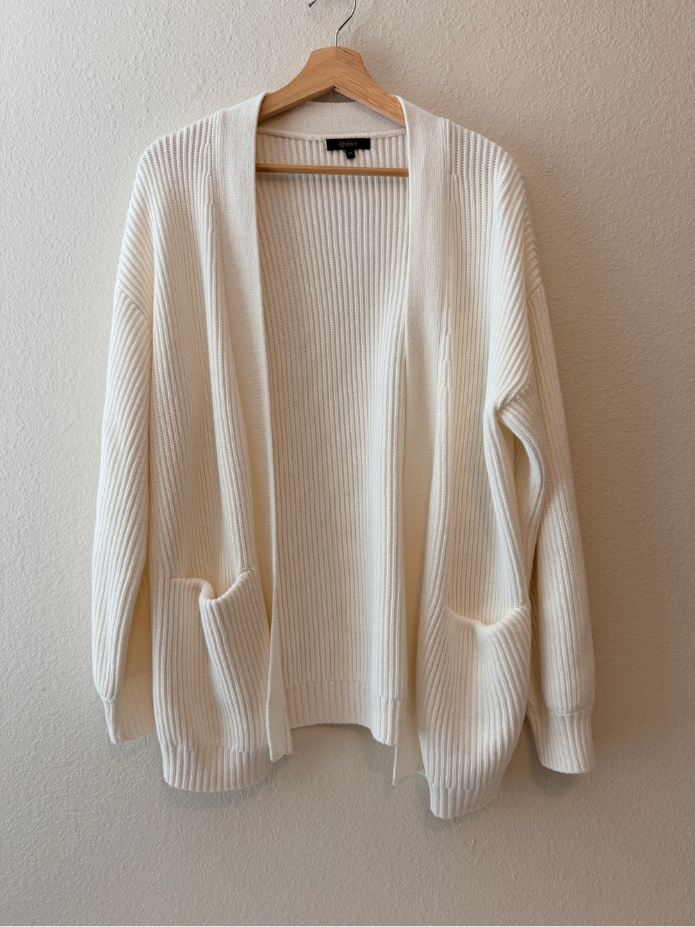 Quince Organic Cotton Oversized Cardigan Ivory Medium